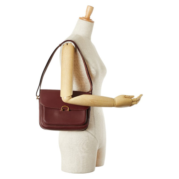 カルティエ マストライン ショルダーバッグ ワインレッド ボルドー レザー レディース CARTIER 【中古】