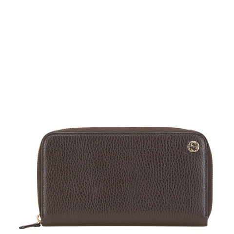 グッチ インターロッキングG 長財布 ラウンドファスナー 449347 ブラウン レザー レディース GUCCI 【中古】
