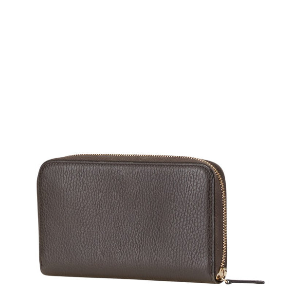 グッチ インターロッキングG 長財布 ラウンドファスナー 449347 ブラウン レザー レディース GUCCI 【中古】