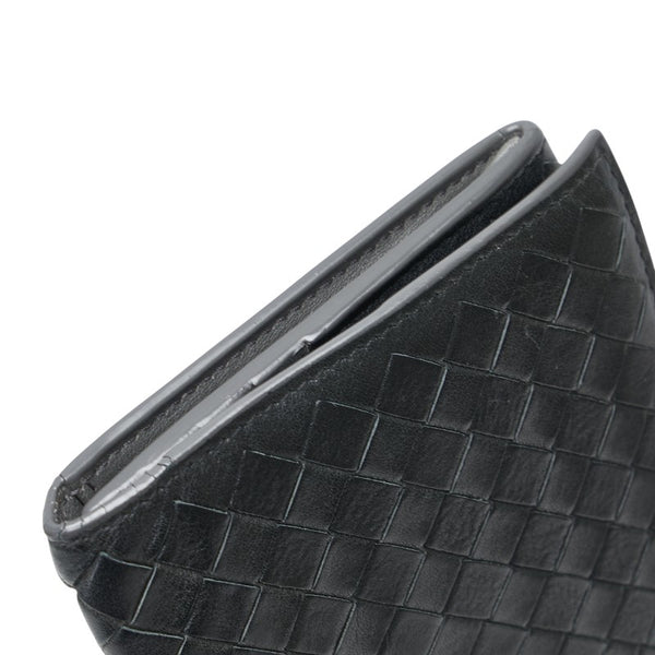 ボッテガヴェネタ イントレチャート 二つ折り財布 長財布 ブラック グレー レザー レディース BOTTEGAVENETA 【中古】