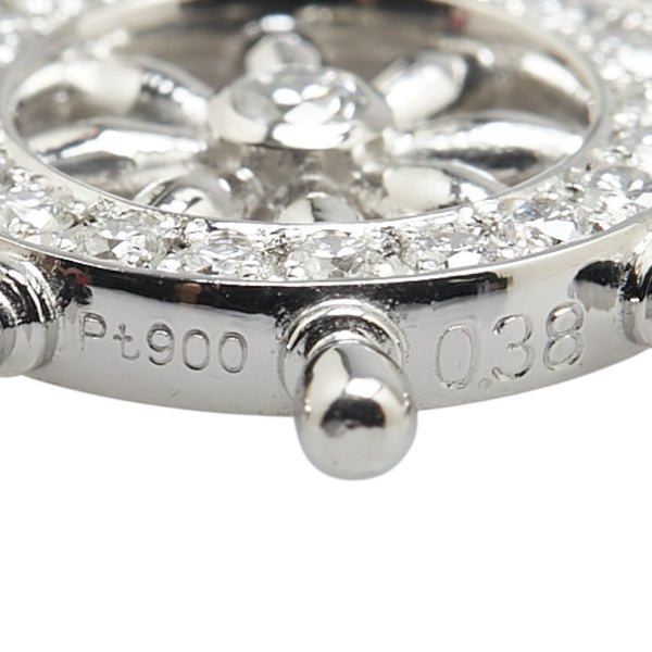 Pt900 プラチナ ダイヤ0.38ct 舵輪 ハンドル モチーフ ネックレス レディース 【中古】
