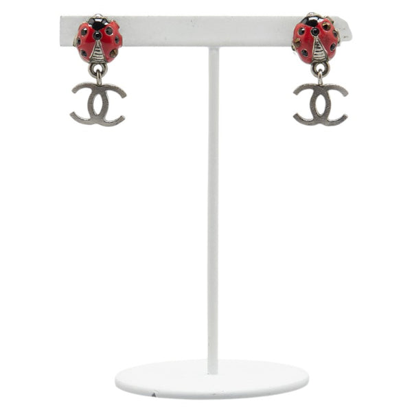 シャネル ココマーク てんとう虫 ピアス シルバー レッド メタル レディース CHANEL 【中古】