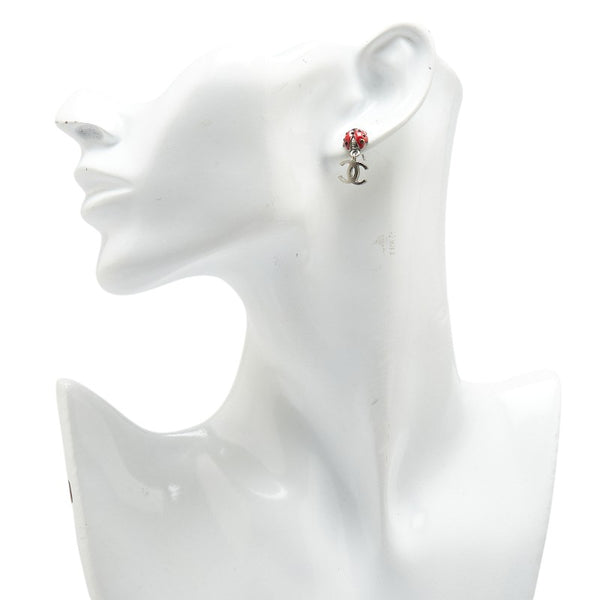 シャネル ココマーク てんとう虫 ピアス シルバー レッド メタル レディース CHANEL 【中古】