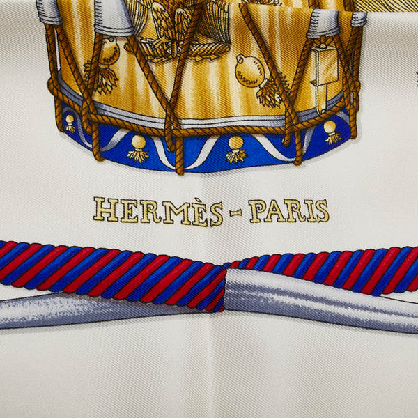 エルメス カレ90 LES TAMBOURS タンブールの太鼓 スカーフ ブルー マルチカラー シルク レディース HERMES 【中古】