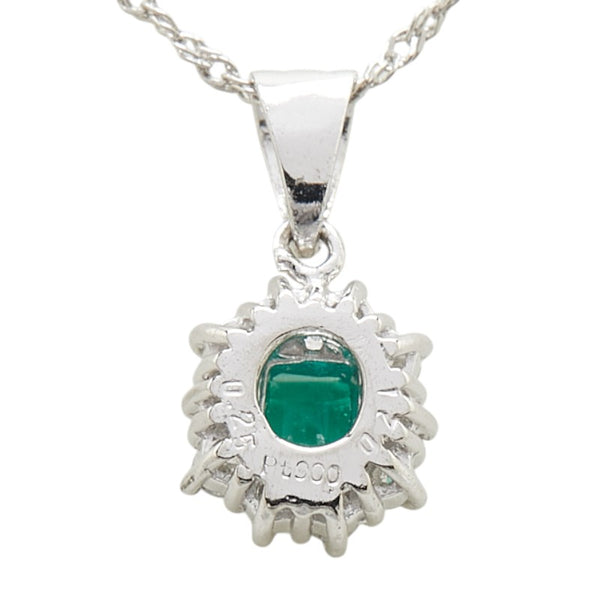 Pt900 プラチナ Pt850 プラチナ エメラルド0.25ct ダイヤ0.21ct ペンダントネックレス レディース 【中古】
