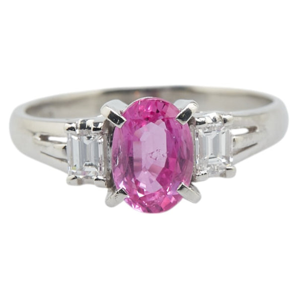 Pt900 プラチナ ピンクサファイア1.13ct ダイヤ0.26ct リング 指輪 レディース 8.5号 【中古】