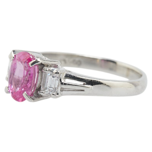 Pt900 プラチナ ピンクサファイア1.13ct ダイヤ0.26ct リング 指輪 レディース 8.5号 【中古】