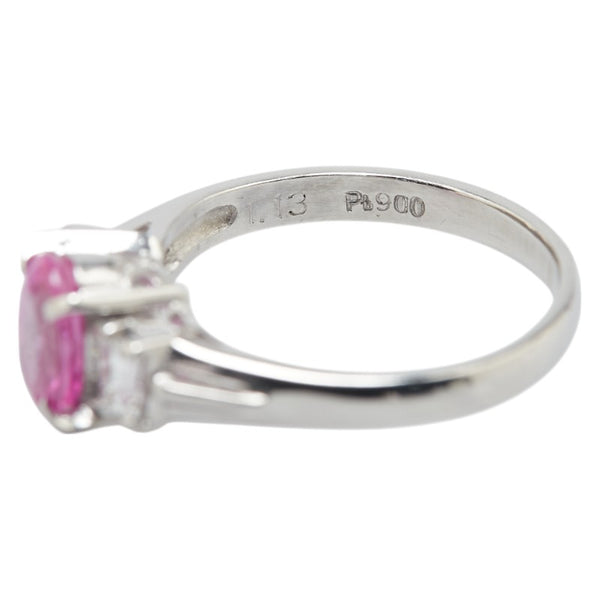 Pt900 プラチナ ピンクサファイア1.13ct ダイヤ0.26ct リング 指輪 レディース 8.5号 【中古】