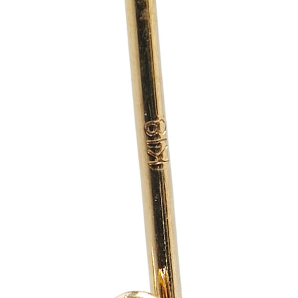 K18YG イエローゴールド ダイヤ0.14ct クロス 十字架 モチーフ ピアス レディース 【中古】