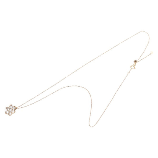 K18PG ピンクゴールド ダイヤ1.00ct フラワー 花 モチーフ ペンダントネックレス レディース 【中古】