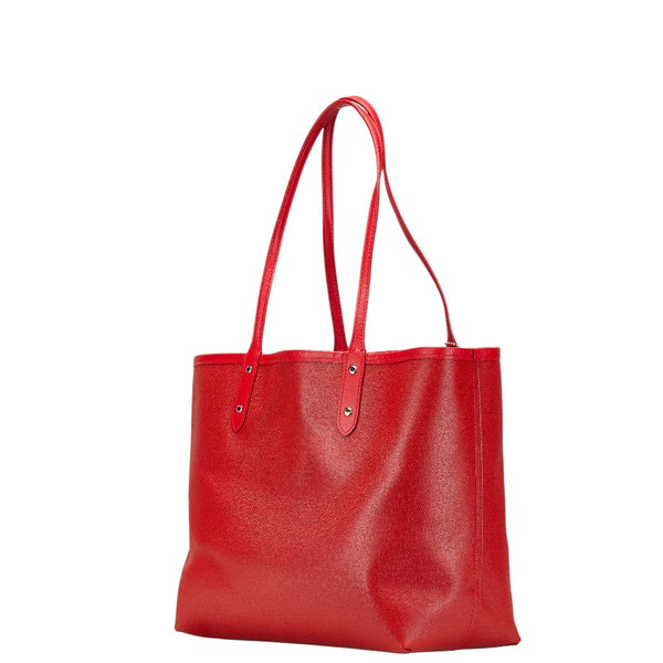 コーチ シグネチャー リバーシブル トートバッグ ハンドバッグ F36658 ブラウン レッド PVC レザー レディース COACH 【中古】