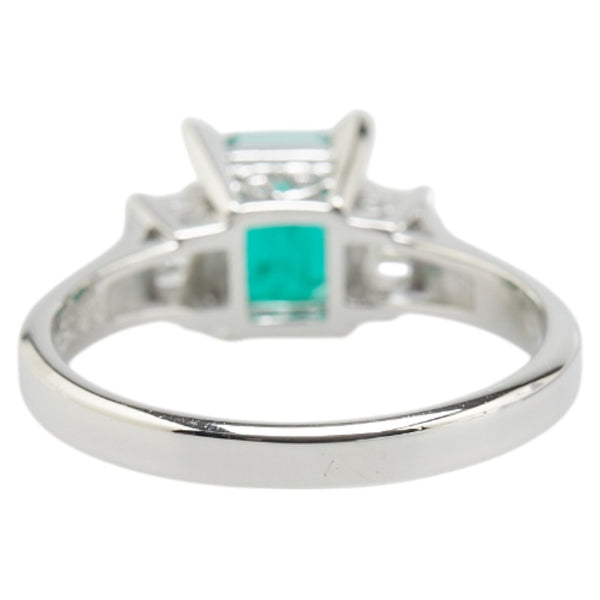Pt900 プラチナ エメラルド0.805ct ダイヤ0.30ct リング 指輪 レディース 13号 【中古】