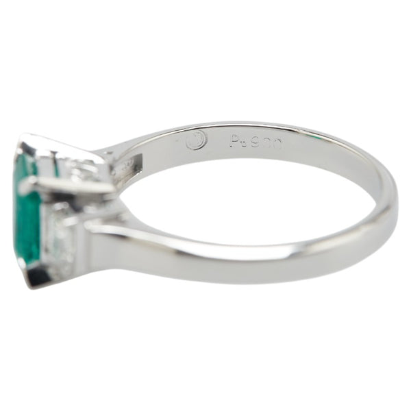 Pt900 プラチナ エメラルド0.805ct ダイヤ0.30ct リング 指輪 レディース 13号 【中古】