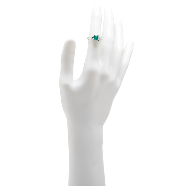 Pt900 プラチナ エメラルド0.805ct ダイヤ0.30ct リング 指輪 レディース 13号 【中古】