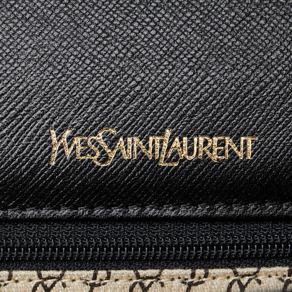 サンローラン YSLロゴ クラッチバッグ ブラック レザー レディース SAINT LAURENT 【中古】