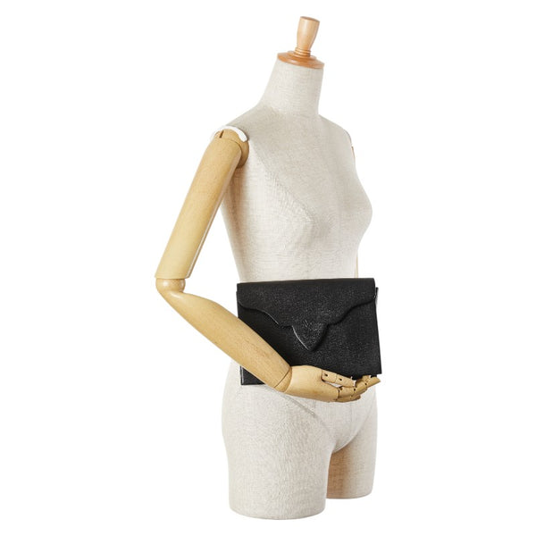 サンローラン YSLロゴ クラッチバッグ ブラック レザー レディース SAINT LAURENT 【中古】