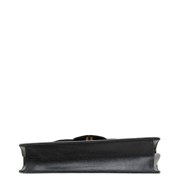 サンローラン YSLロゴ クラッチバッグ ブラック レザー レディース SAINT LAURENT 【中古】