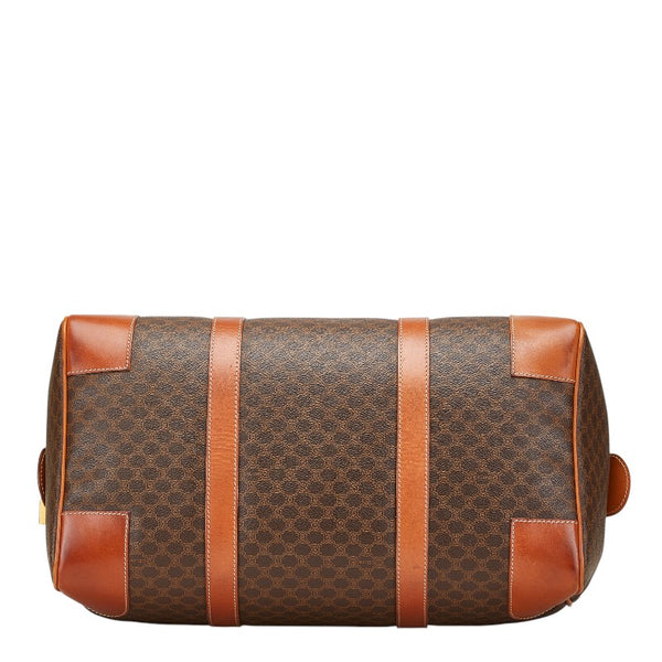 セリーヌ マカダム ボストンバッグ トラベルバッグ ブラウン PVC レザー レディース CELINE 【中古】