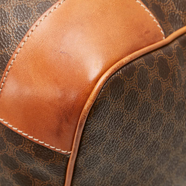 セリーヌ マカダム ボストンバッグ トラベルバッグ ブラウン PVC レザー レディース CELINE 【中古】