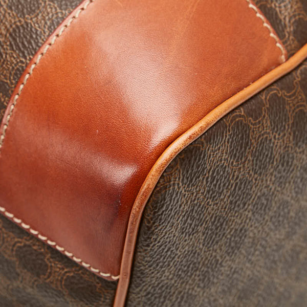 セリーヌ マカダム ボストンバッグ トラベルバッグ ブラウン PVC レザー レディース CELINE 【中古】