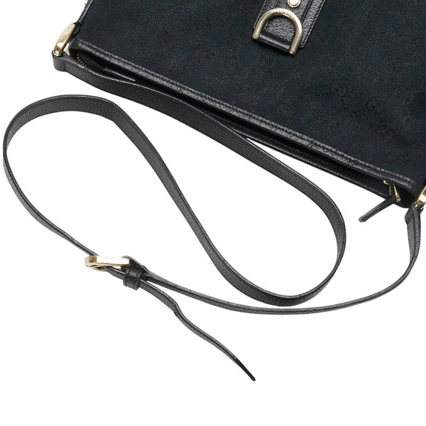 グッチ GGキャンバス アビー 斜め掛け ショルダーバッグ 131326 ブラック レザー レディース GUCCI 【中古】