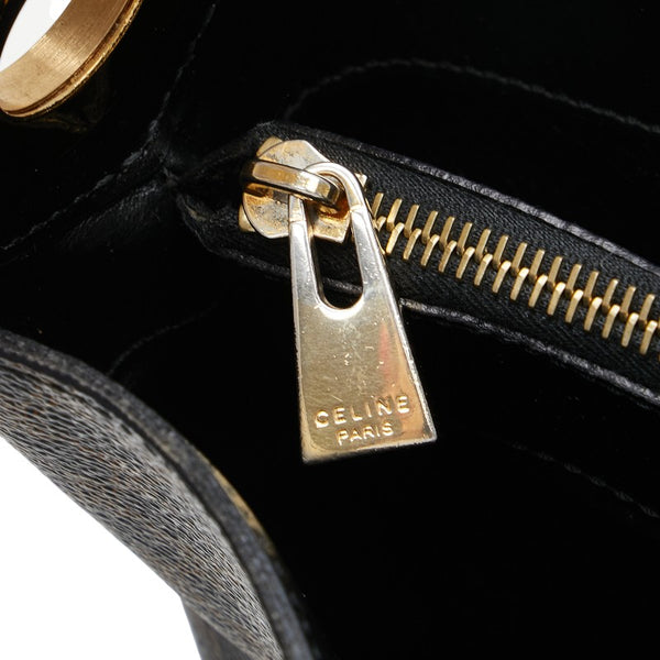 セリーヌ マカダム ワンショルダーバッグ ブラック PVC レザー レディース CELINE 【中古】