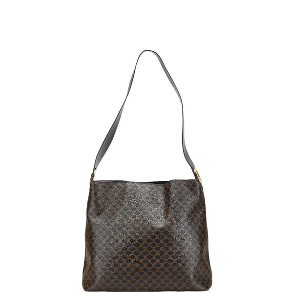 セリーヌ マカダム ワンショルダーバッグ ブラック PVC レザー レディース CELINE 【中古】