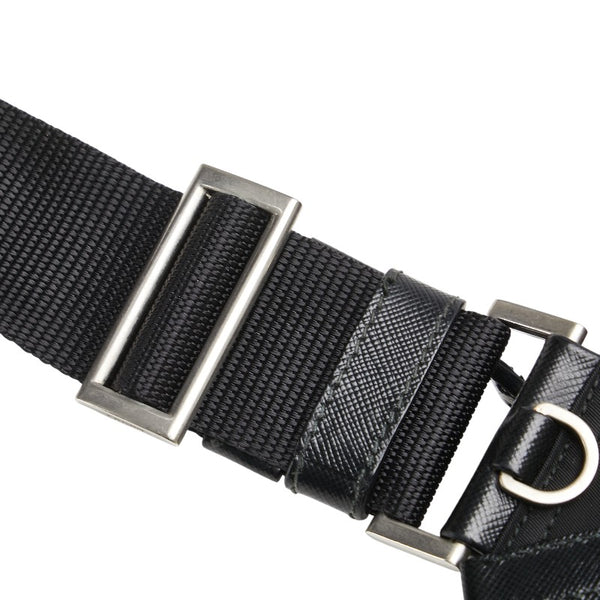 プラダ 三角ロゴプレート スカル ショルダーバッグ ブラック シルバー ナイロン レザー レディース PRADA 【中古】
