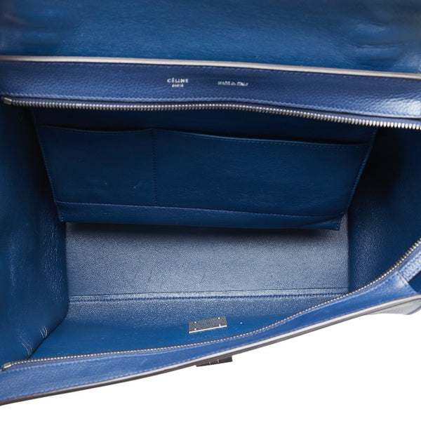 セリーヌ トラペーズ ミディアム ハンドバッグ ショルダーバッグ 2WAY ブルー レザー スウェード レディース CELINE 【中古】