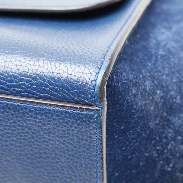 セリーヌ トラペーズ ミディアム ハンドバッグ ショルダーバッグ 2WAY ブルー レザー スウェード レディース CELINE 【中古】