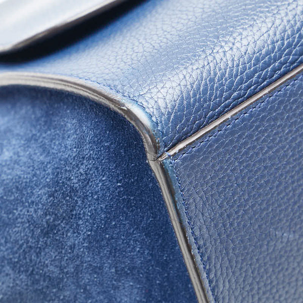 セリーヌ トラペーズ ミディアム ハンドバッグ ショルダーバッグ 2WAY ブルー レザー スウェード レディース CELINE 【中古】