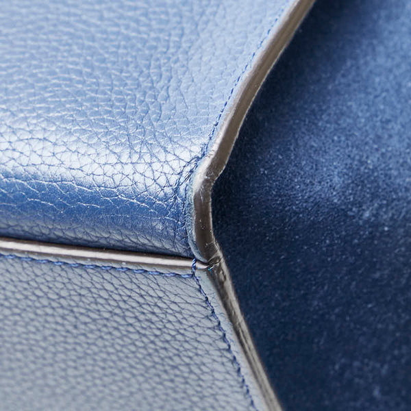 セリーヌ トラペーズ ミディアム ハンドバッグ ショルダーバッグ 2WAY ブルー レザー スウェード レディース CELINE 【中古】