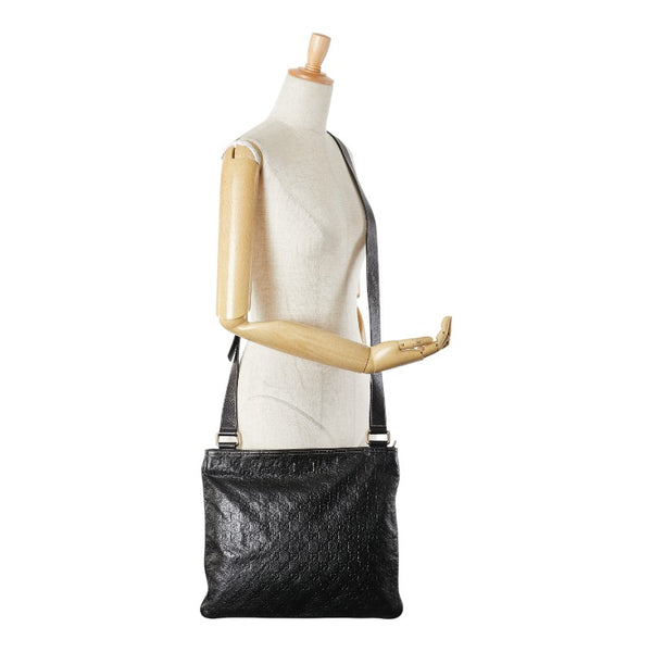 グッチ グッチシマ 斜め掛け ショルダーバッグ 201446 ブラック レザー メンズ GUCCI 【中古】