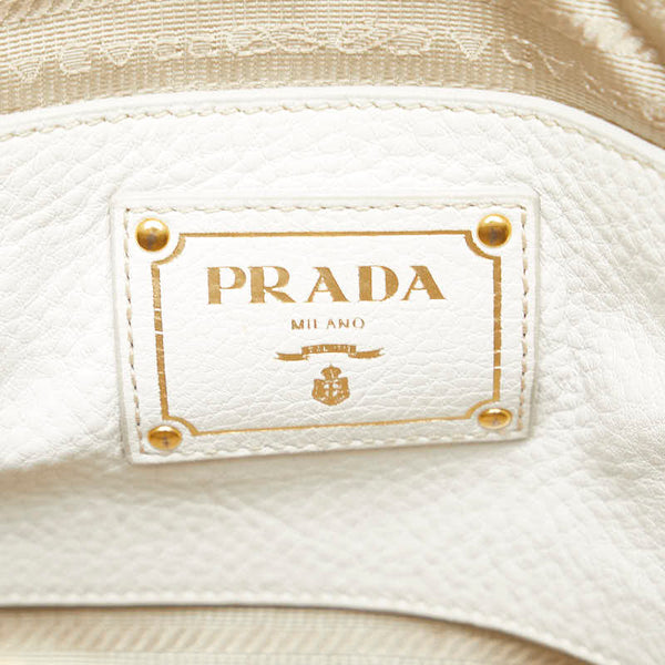 プラダ 三角ロゴプレート ハンドバッグ ショルダーバッグ 2WAY BN2579 ホワイト レザー レディース PRADA 【中古】