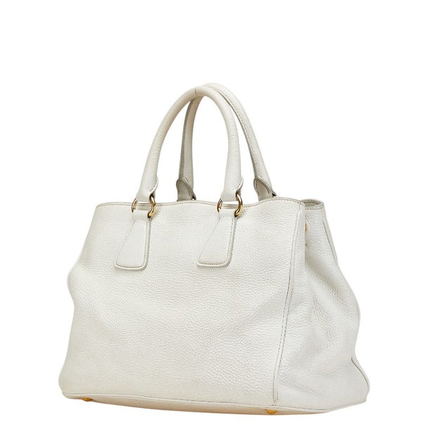 プラダ 三角ロゴプレート ハンドバッグ ショルダーバッグ 2WAY BN2579 ホワイト レザー レディース PRADA 【中古】