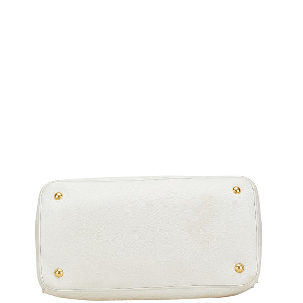 プラダ 三角ロゴプレート ハンドバッグ ショルダーバッグ 2WAY BN2579 ホワイト レザー レディース PRADA 【中古】