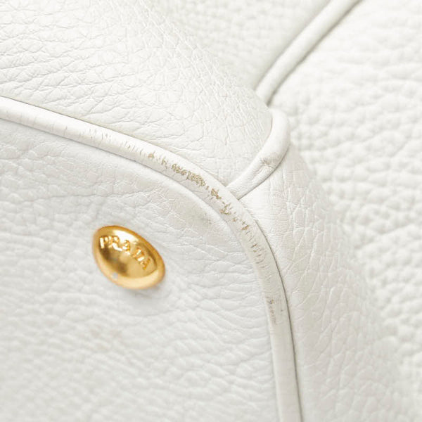 プラダ 三角ロゴプレート ハンドバッグ ショルダーバッグ 2WAY BN2579 ホワイト レザー レディース PRADA 【中古】