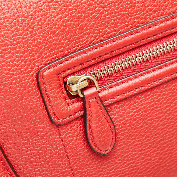 セリーヌ ラゲージ ミニショッパー ハンドバッグ レッド レザー レディース CELINE 【中古】