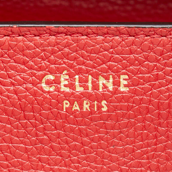 セリーヌ ラゲージ ミニショッパー ハンドバッグ レッド レザー レディース CELINE 【中古】