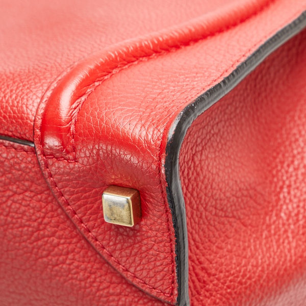 セリーヌ ラゲージ ミニショッパー ハンドバッグ レッド レザー レディース CELINE 【中古】