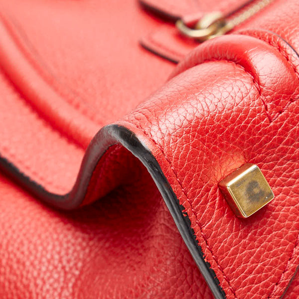 セリーヌ ラゲージ ミニショッパー ハンドバッグ レッド レザー レディース CELINE 【中古】
