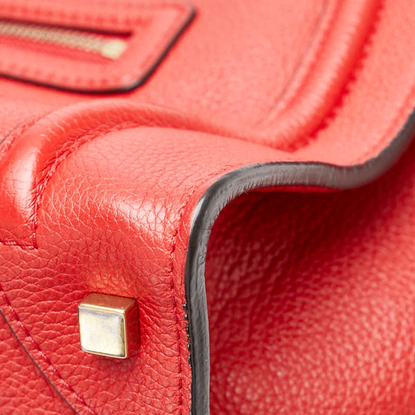 セリーヌ ラゲージ ミニショッパー ハンドバッグ レッド レザー レディース CELINE 【中古】