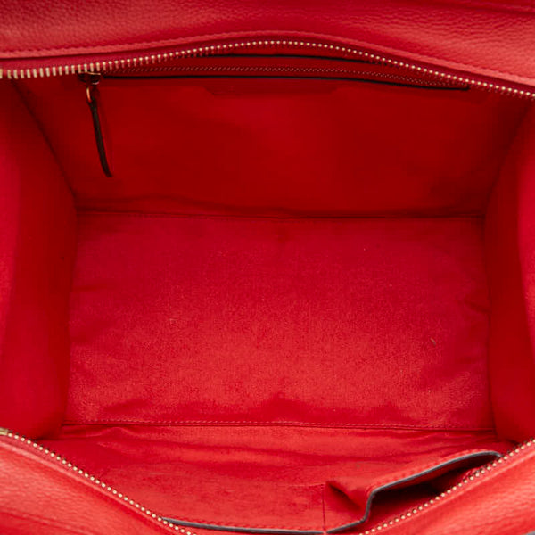 セリーヌ ラゲージ ミニショッパー ハンドバッグ レッド レザー レディース CELINE 【中古】