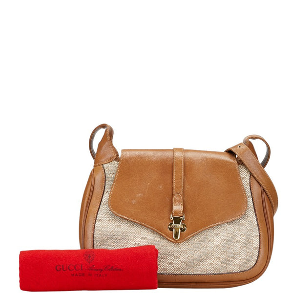 グッチ オールドグッチ ワンショルダーバッグ 50 001 3390 ベージュ ブラウン キャンバス レザー レディース GUCCI 【中古】