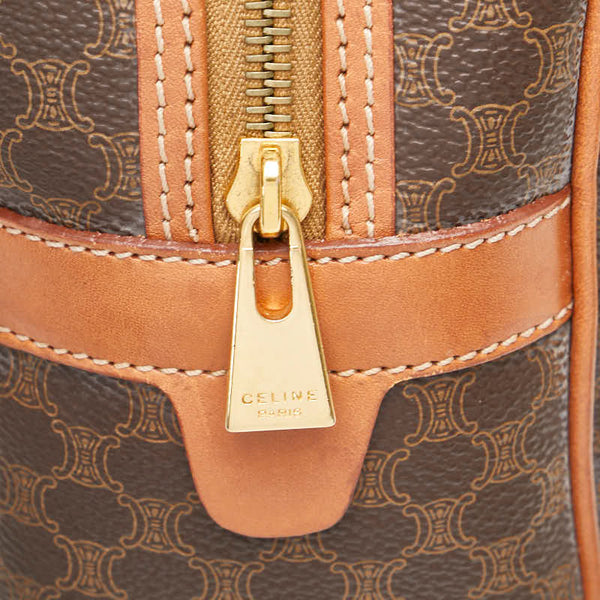 セリーヌ マカダム ハンドバッグ ブラウン PVC レザー レディース CELINE 【中古】