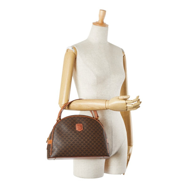セリーヌ マカダム ハンドバッグ ブラウン PVC レザー レディース CELINE 【中古】