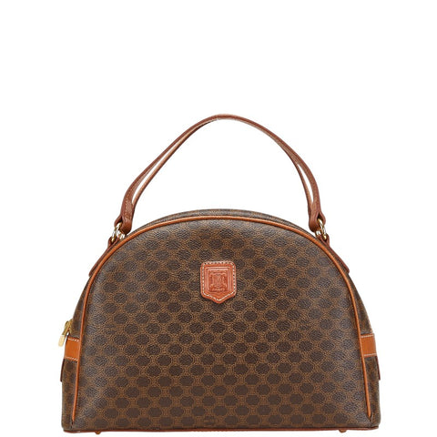 セリーヌ マカダム ハンドバッグ ブラウン PVC レザー レディース CELINE 【中古】