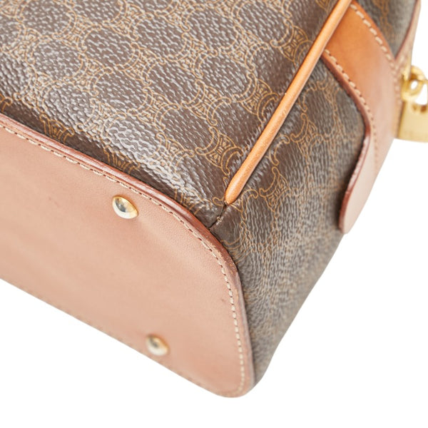 セリーヌ マカダム ハンドバッグ ブラウン PVC レザー レディース CELINE 【中古】