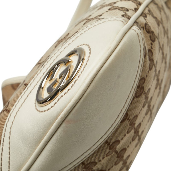 グッチ GGキャンバス インターロッキングG ワンショルダーバッグ ハンドバッグ 169947 ベージュ アイボリー キャンバス レザー レディース GUCCI 【中古】