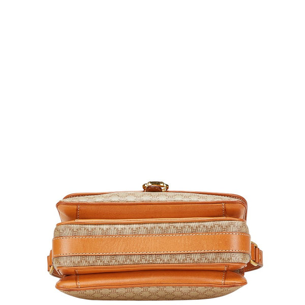 セリーヌ マカダム ショルダーバッグ ベージュ ブラウン PVC レザー レディース CELINE 【中古】